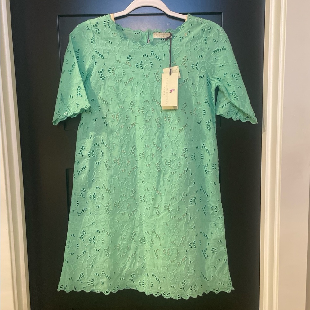 Stella McCartney Kids Mint Green Lace Eyelet Dress 12 NWT